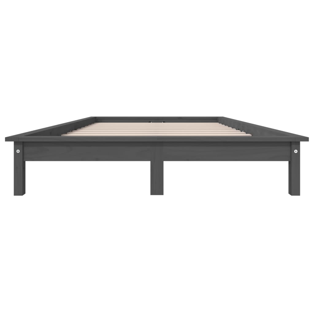 Bed Frame without Mattress Grey Solid Wood Pine King Size