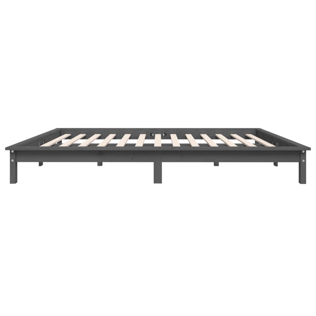 Bed Frame without Mattress Grey Solid Wood Pine King Size