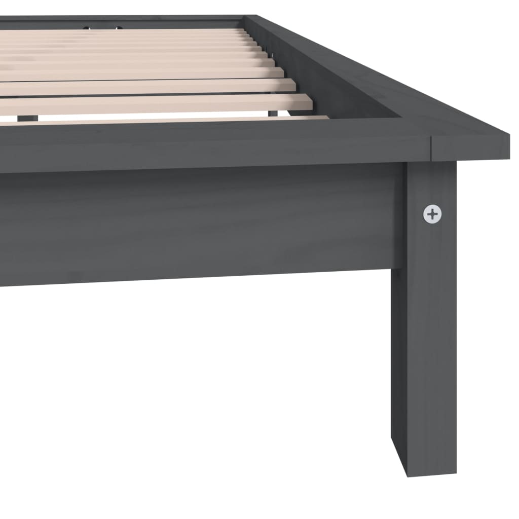 Bed Frame without Mattress Grey Solid Wood Pine King Size