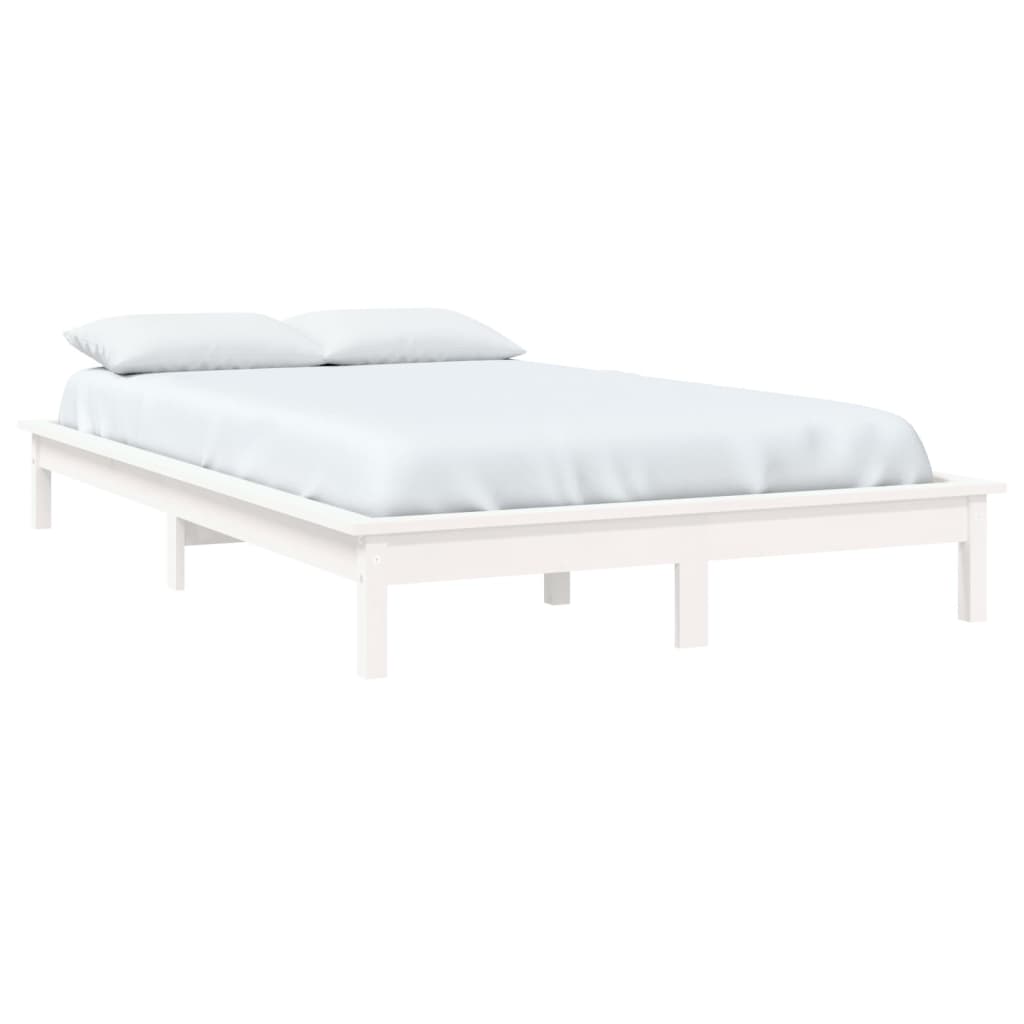 Bed Frame without Mattress White 140x190 cm Solid Wood Pine