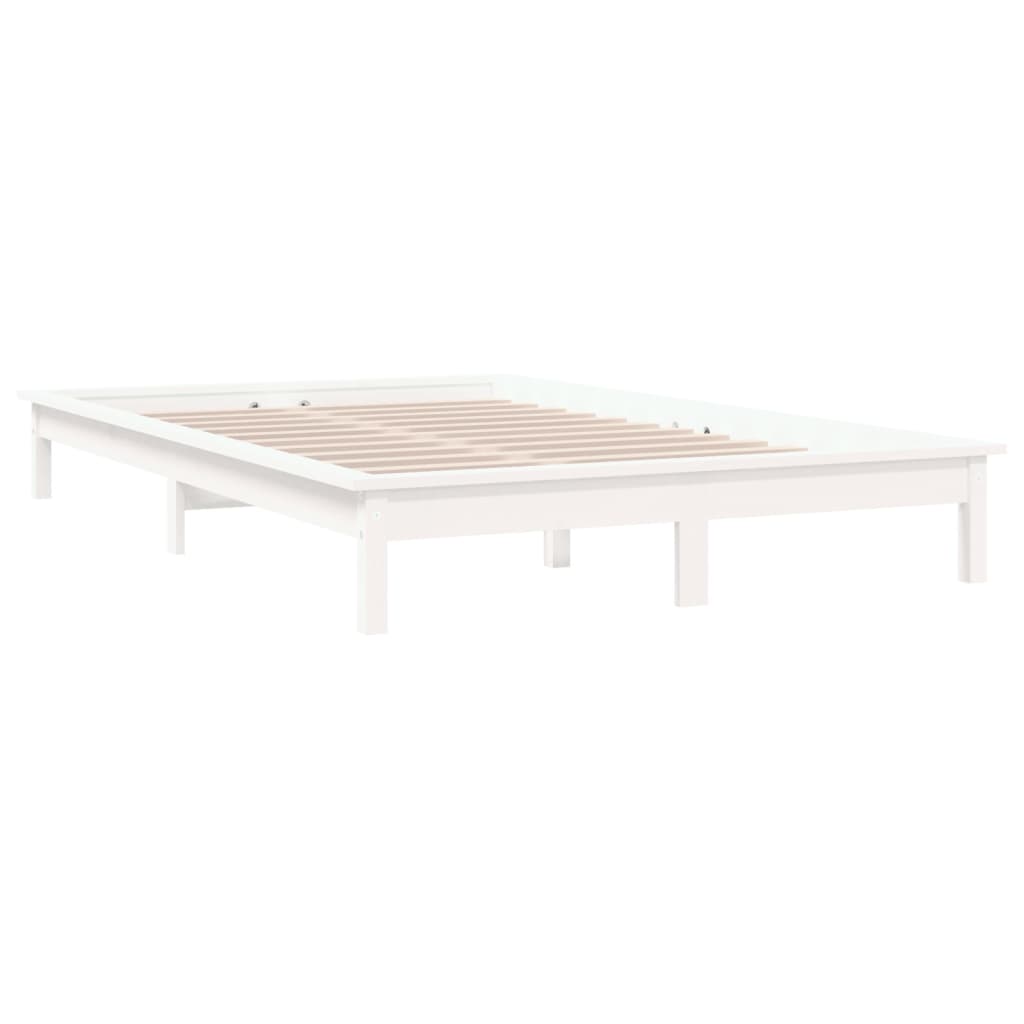 Bed Frame without Mattress White 140x190 cm Solid Wood Pine