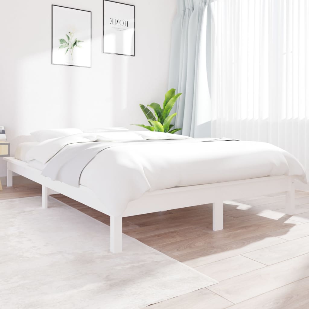 Bed Frame without Mattress White 140x190 cm Solid Wood Pine