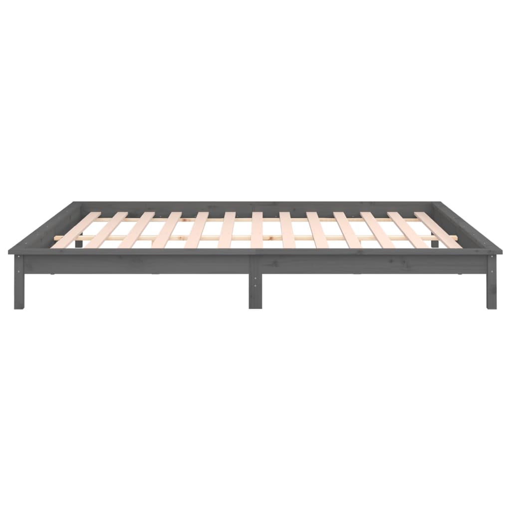 LED Bed Frame without Mattress Grey 120x190 cm Small Double Solid Wood