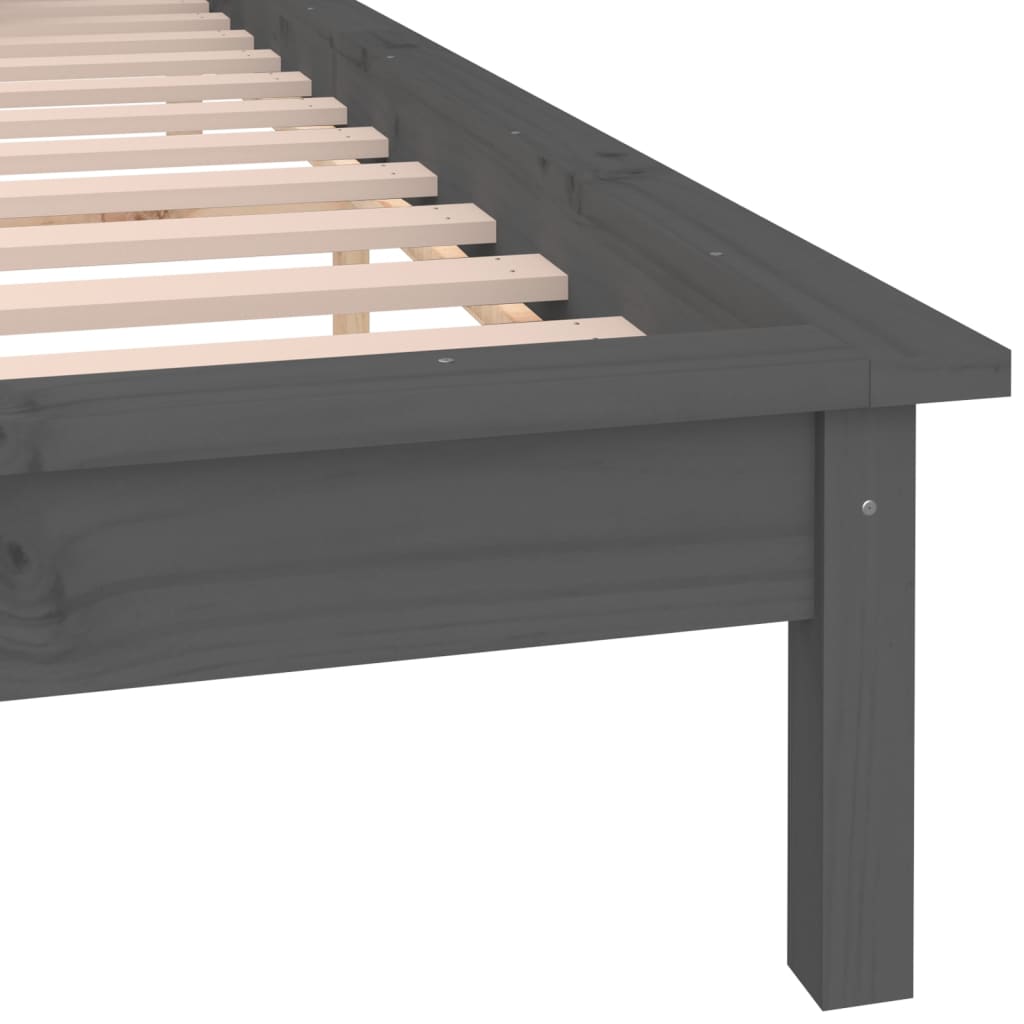 LED Bed Frame without Mattress Grey 120x190 cm Small Double Solid Wood