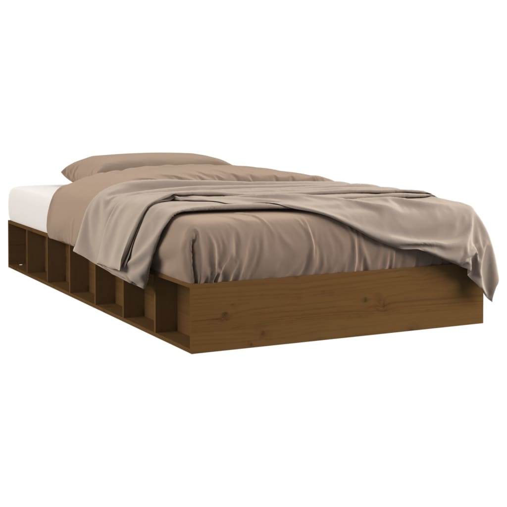 Bed Frame without Mattress Honey Brown 75x190 cm Small Single Solid Wood