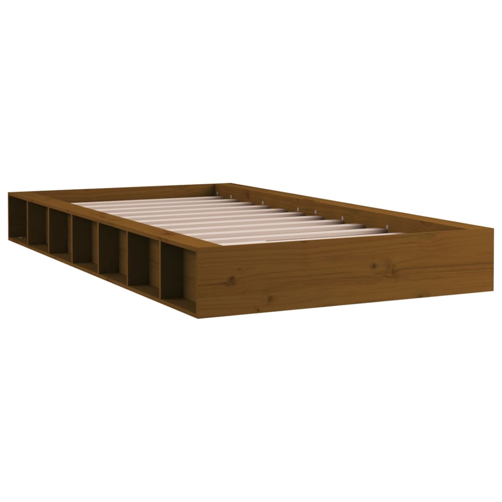 Bed Frame without Mattress Honey Brown 75x190 cm Small Single Solid Wood