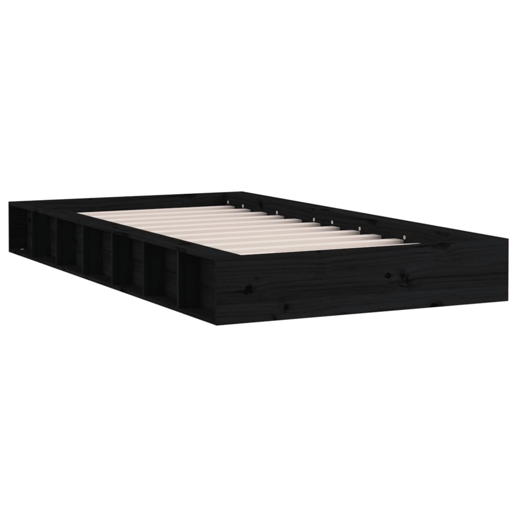 Bed Frame without Mattress Black 75x190 cm Small Single Solid Wood