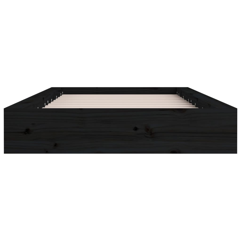 Bed Frame without Mattress Black 75x190 cm Small Single Solid Wood