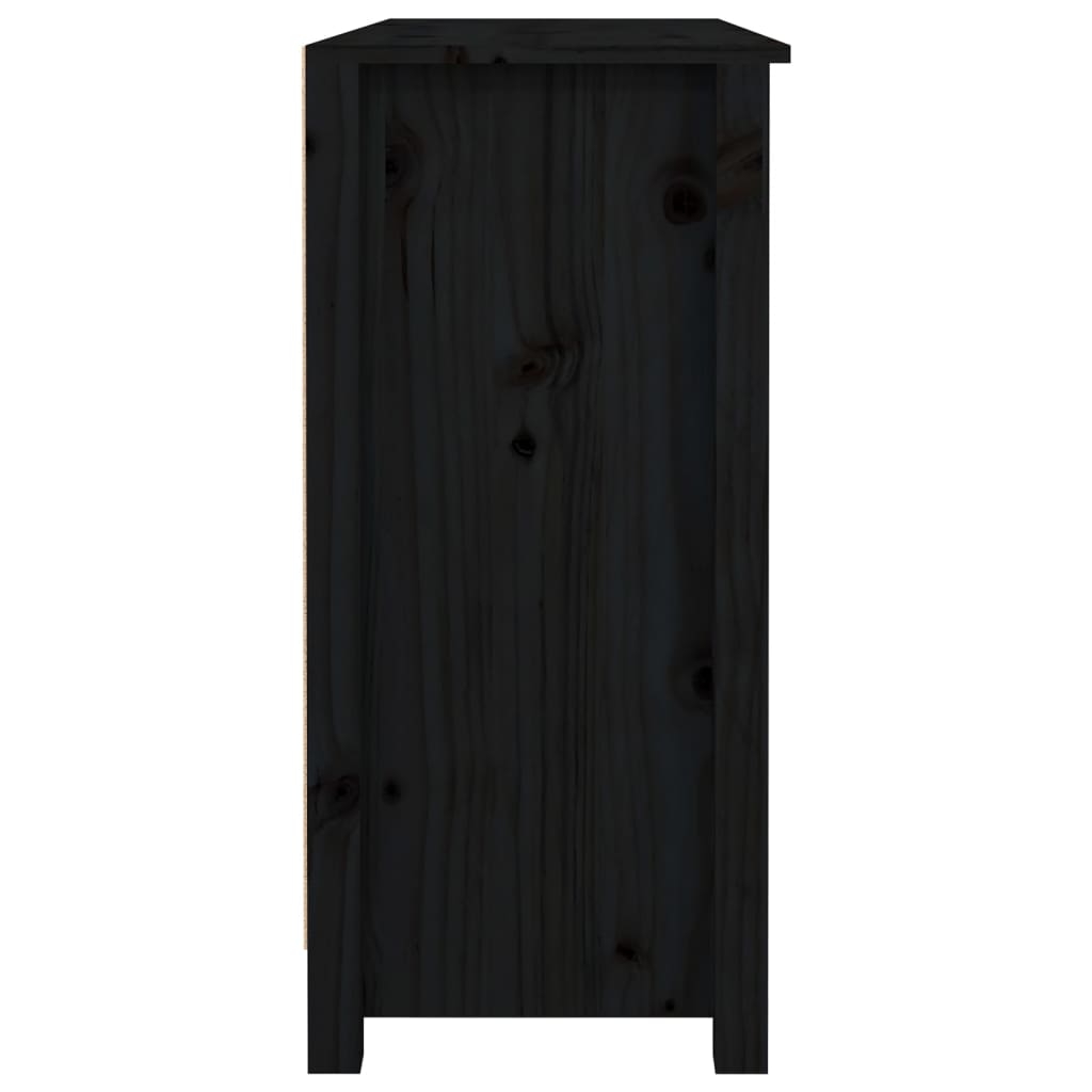 Sideboard Black 100x35x74,5 cm Solid Wood Pine