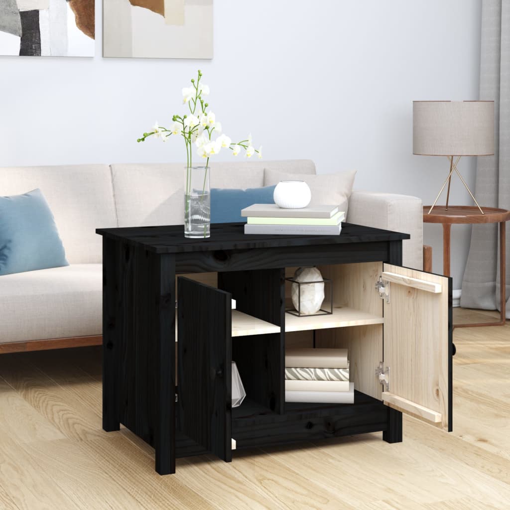 Coffee Table Black 71x49x55 cm Solid Wood Pine