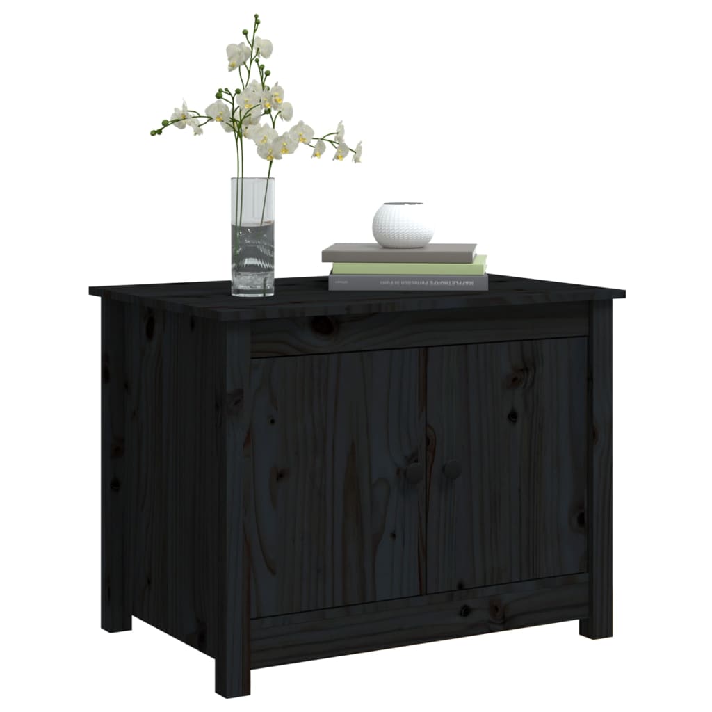 Coffee Table Black 71x49x55 cm Solid Wood Pine