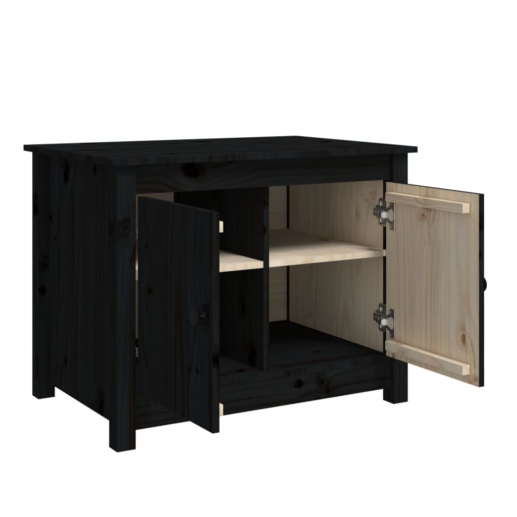 Coffee Table Black 71x49x55 cm Solid Wood Pine