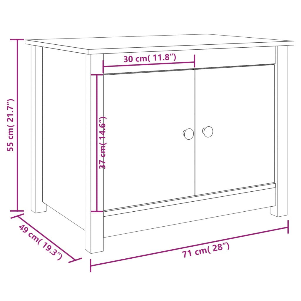 Coffee Table Black 71x49x55 cm Solid Wood Pine