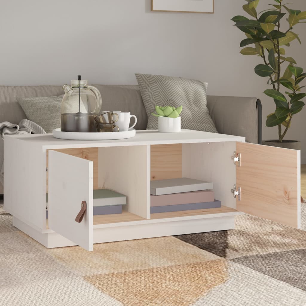 Coffee Table White 80x50x35 cm Solid Wood Pine