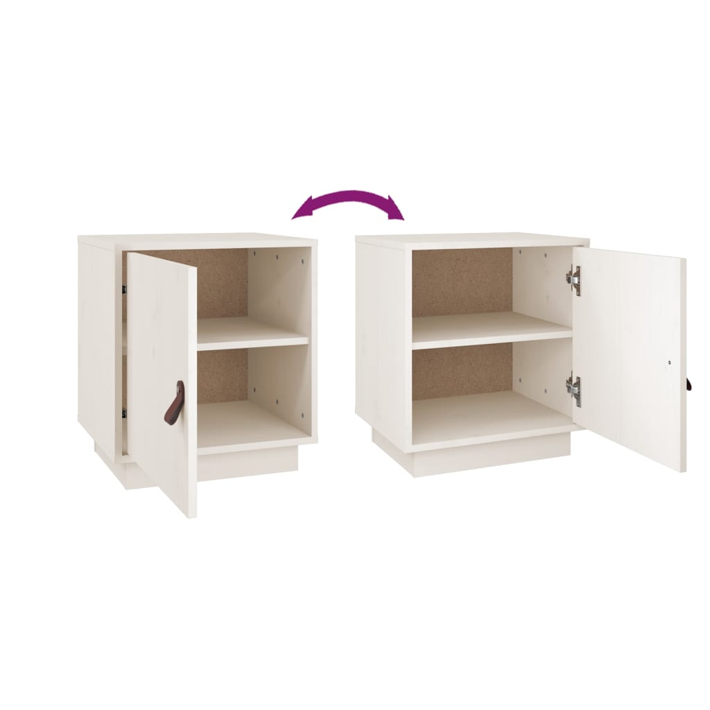 Bedside Cabinets 2 pcs White 40x34x45 cm Solid Wood Pine