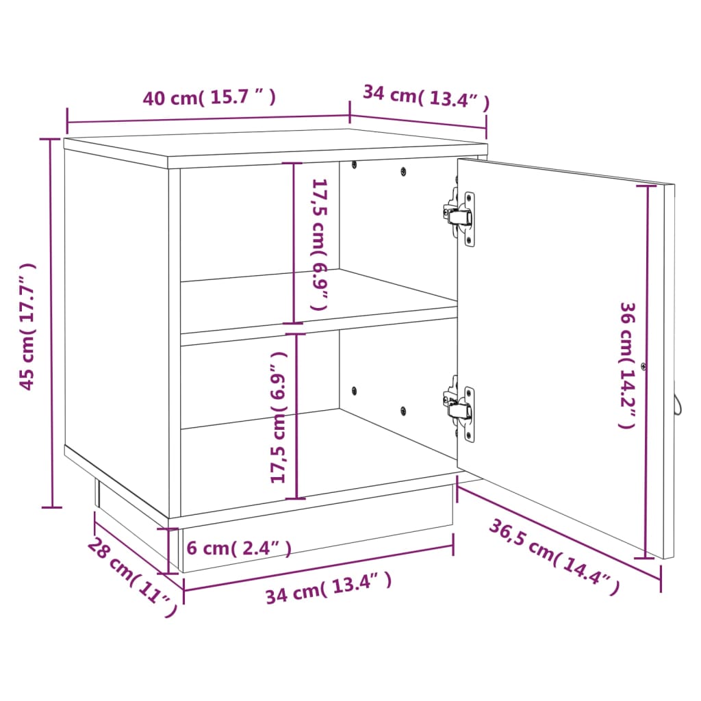 Bedside Cabinets 2 pcs White 40x34x45 cm Solid Wood Pine