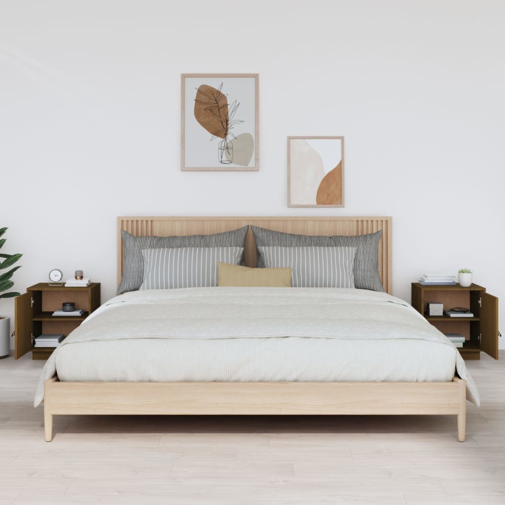 Bedside Cabinets 2 pcs Honey Brown 40x34x45 cm Solid Wood Pine