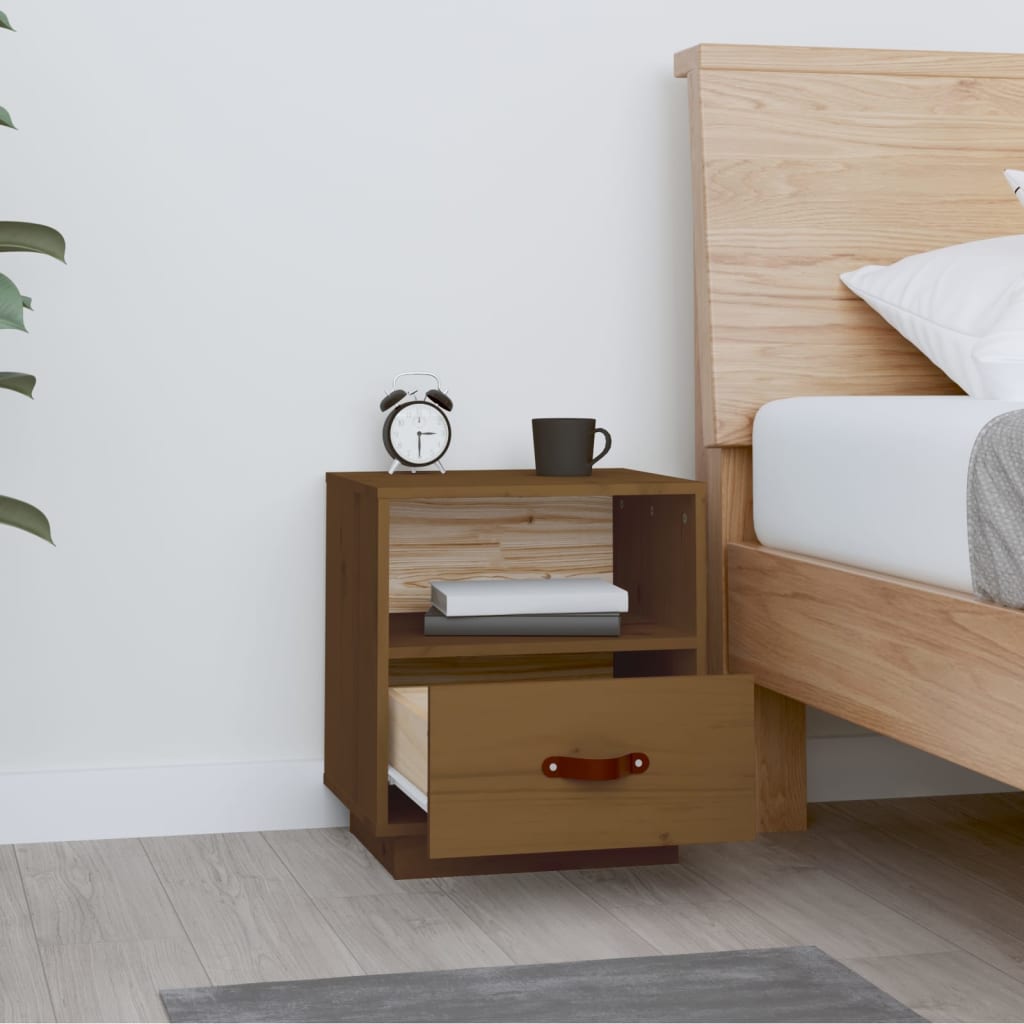 Bedside Cabinet Honey Brown 40x34x45 cm Solid Wood Pine
