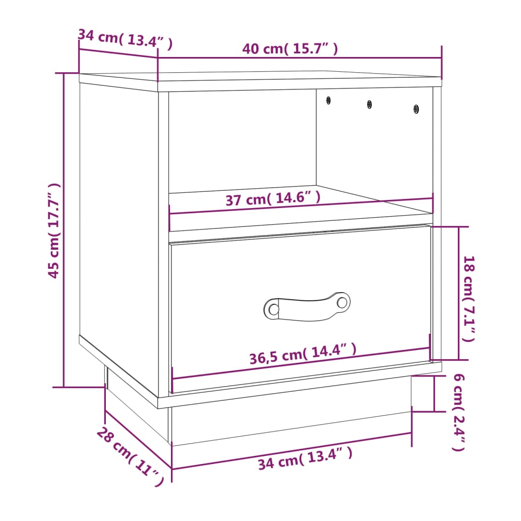 Bedside Cabinets 2 pcs Black 40x34x45 cm Solid Wood Pine