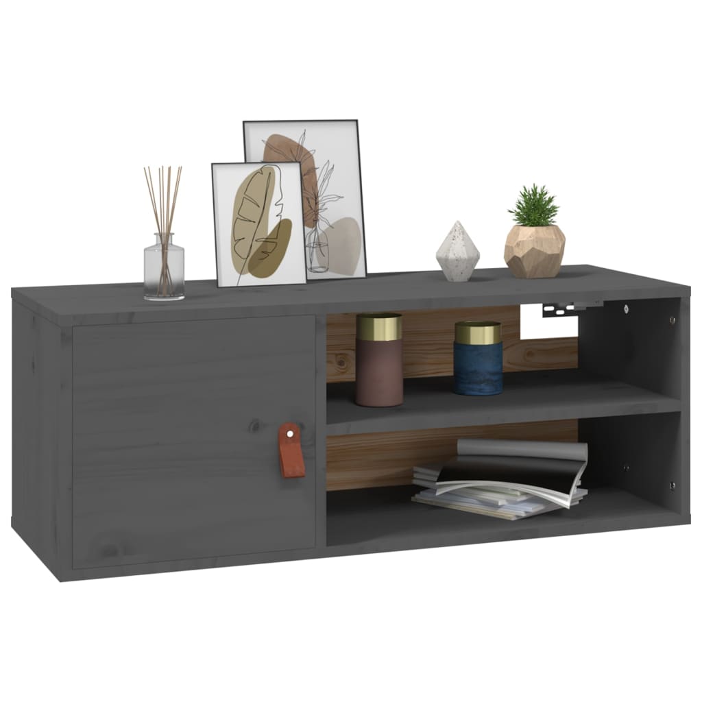 Wall Cabinets 2 pcs Grey 80x30x30 cm Solid Wood Pine