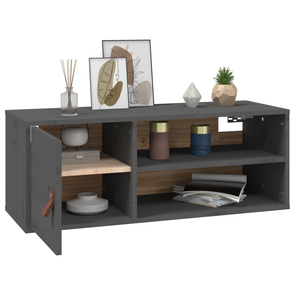 Wall Cabinets 2 pcs Grey 80x30x30 cm Solid Wood Pine