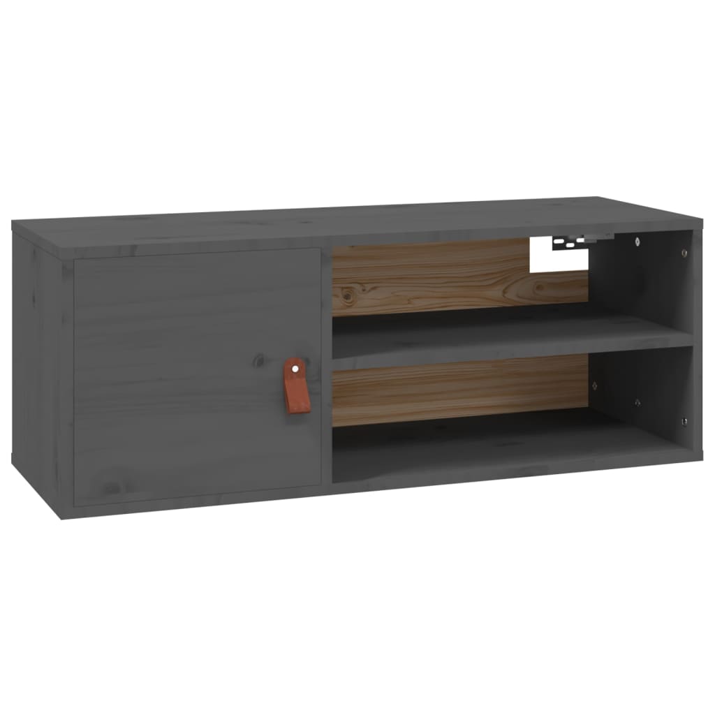 Wall Cabinets 2 pcs Grey 80x30x30 cm Solid Wood Pine