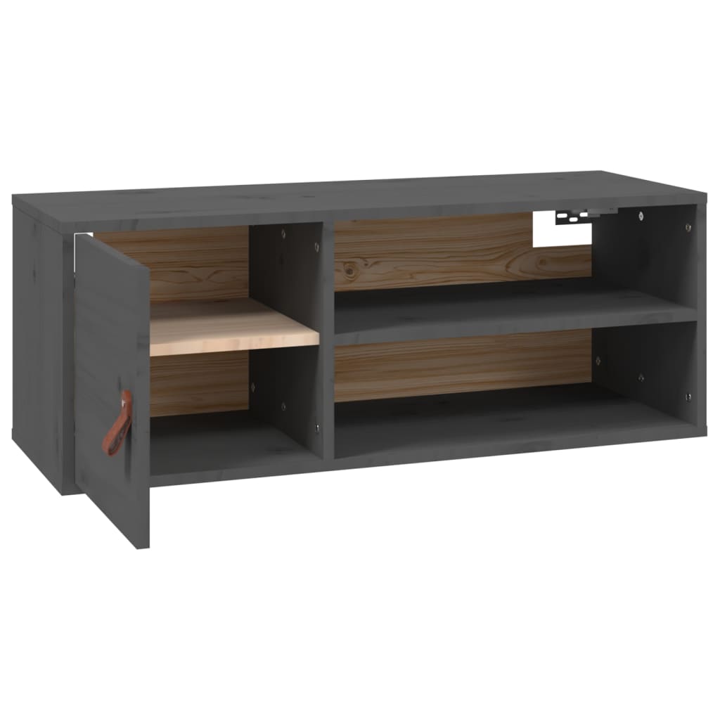 Wall Cabinets 2 pcs Grey 80x30x30 cm Solid Wood Pine