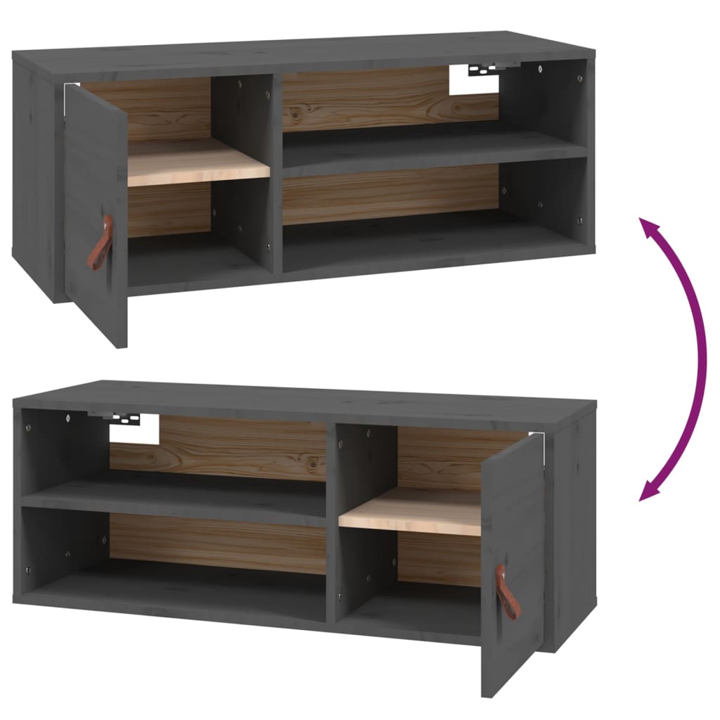 Wall Cabinets 2 pcs Grey 80x30x30 cm Solid Wood Pine
