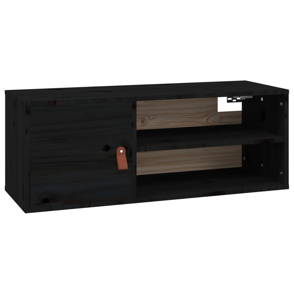 Wall Cabinets 2 pcs Black 80x30x30 cm Solid Wood Pine
