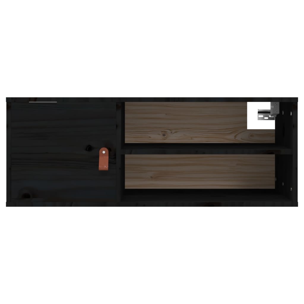 Wall Cabinets 2 pcs Black 80x30x30 cm Solid Wood Pine