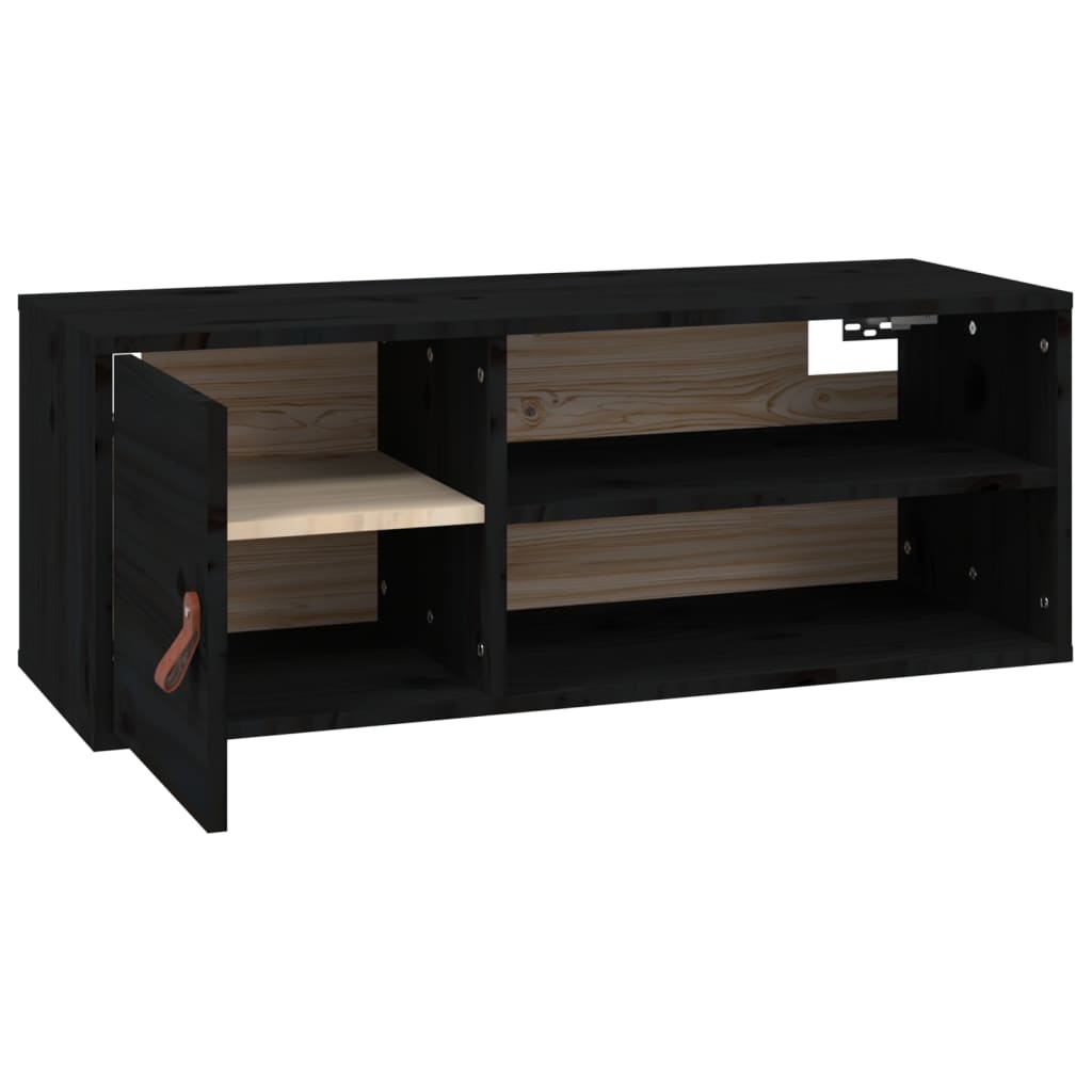 Wall Cabinets 2 pcs Black 80x30x30 cm Solid Wood Pine