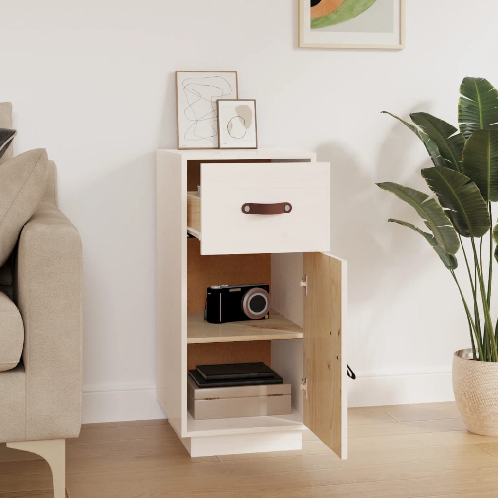 Sideboard White 34x40x75 cm Solid Wood Pine