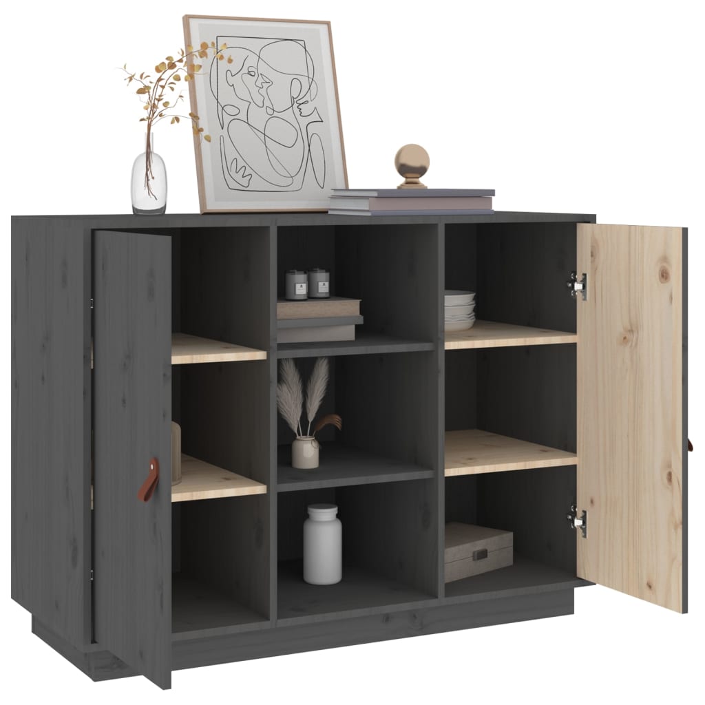 Sideboard Grey 100x40x75 cm Solid Wood Pine