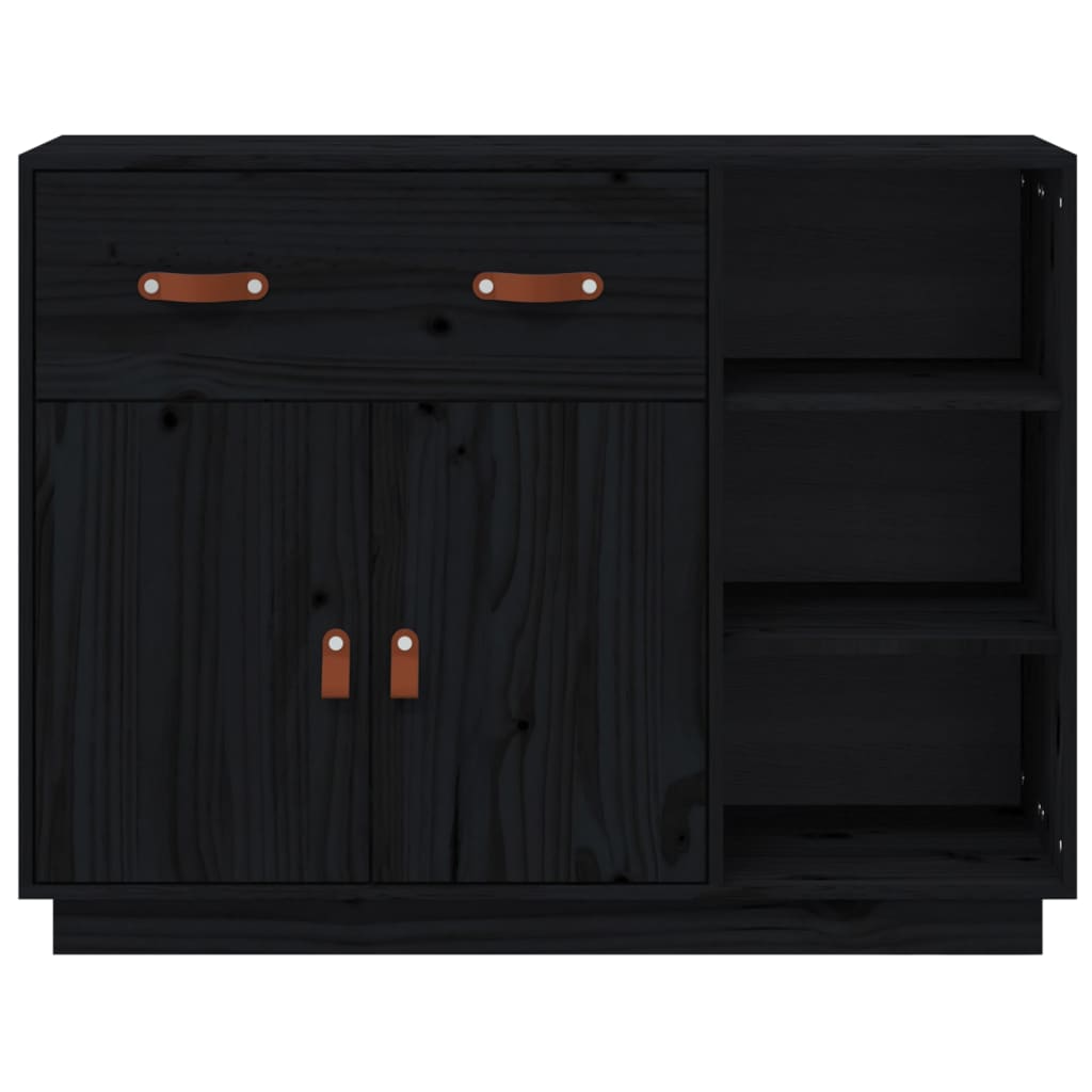 Sideboard Black 98.5x40x75 cm Solid Wood Pine