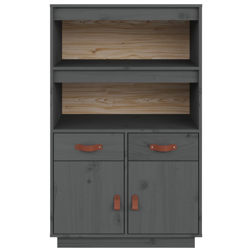 Highboard Grey 67x40x108.5 cm Solid Wood Pine