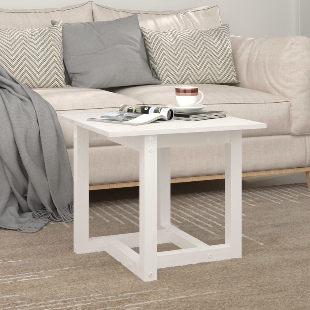 Coffee Table White 50x50x45 cm Solid Wood Pine