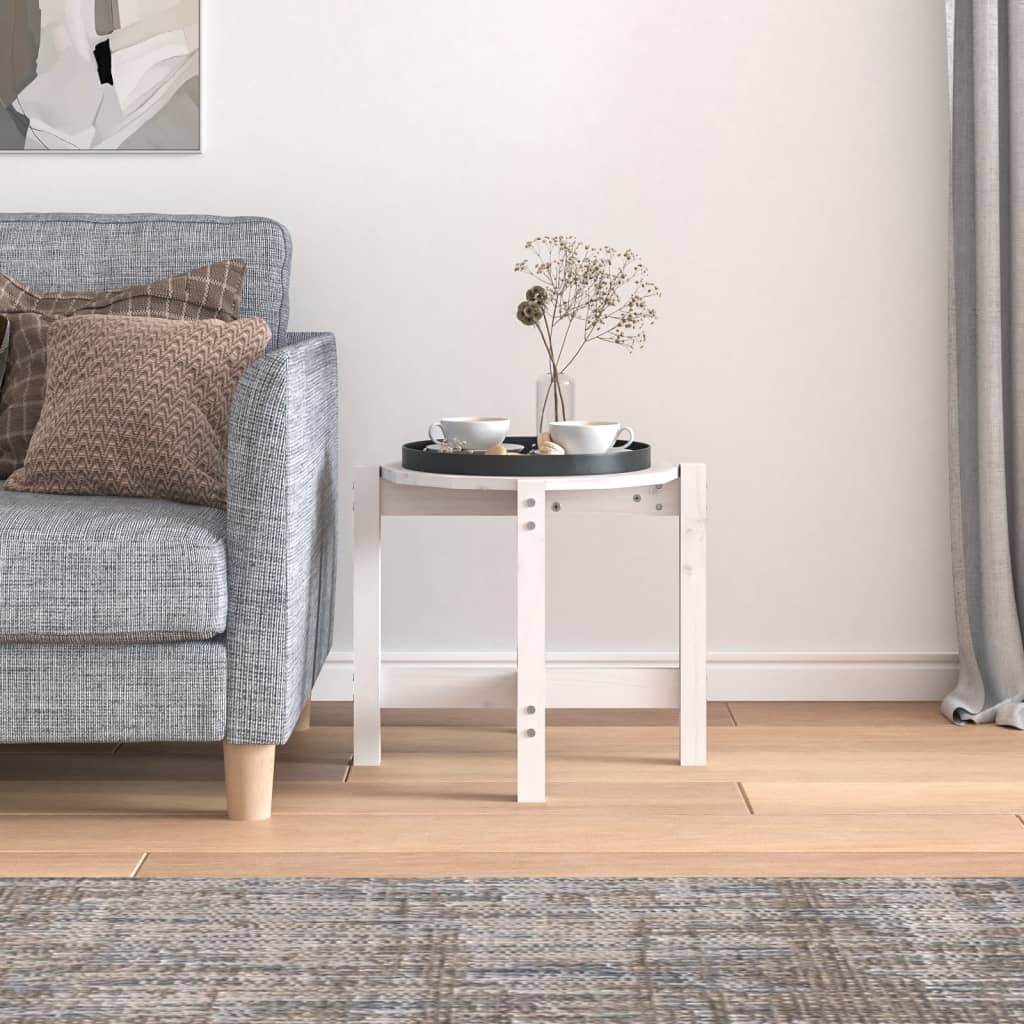 Coffee Table White Ø 52.5x45 cm Solid Wood Pine