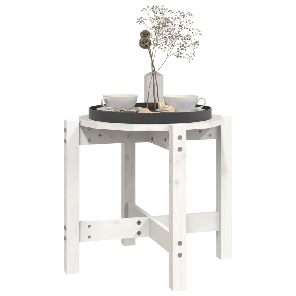 Coffee Table White Ø 52.5x45 cm Solid Wood Pine