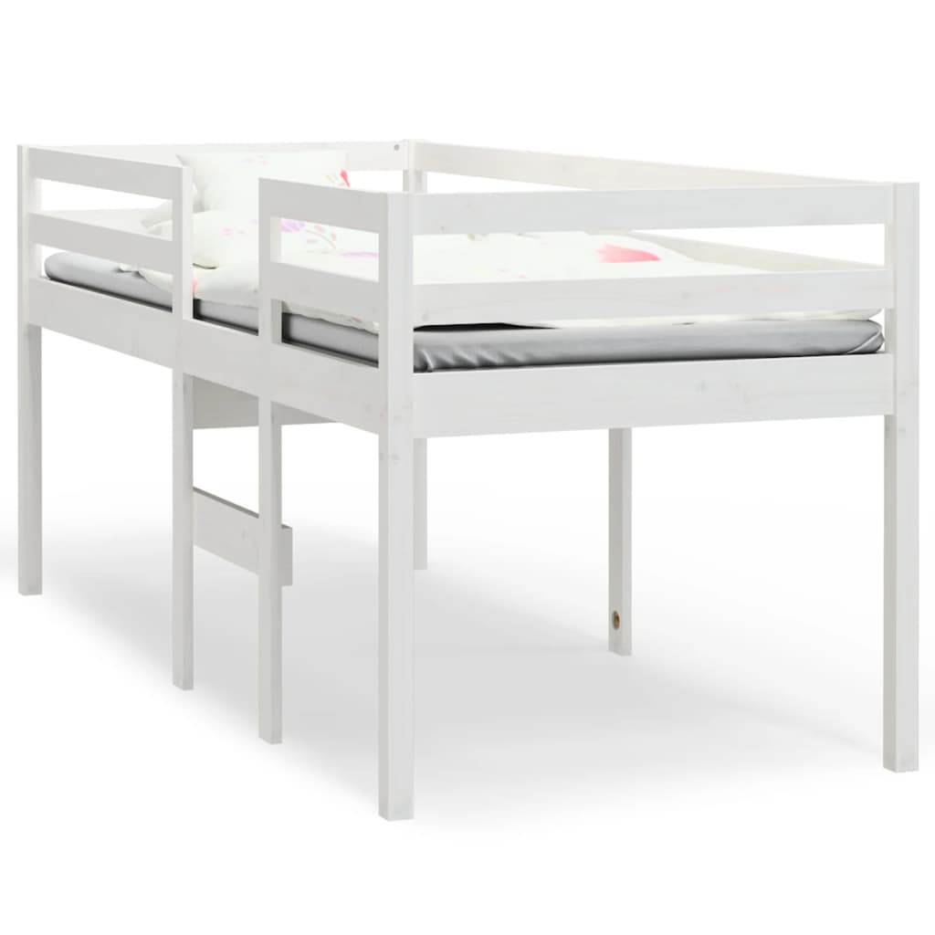 High Sleeper Bed without Mattress White 90x200 cm Solid Wood Pine