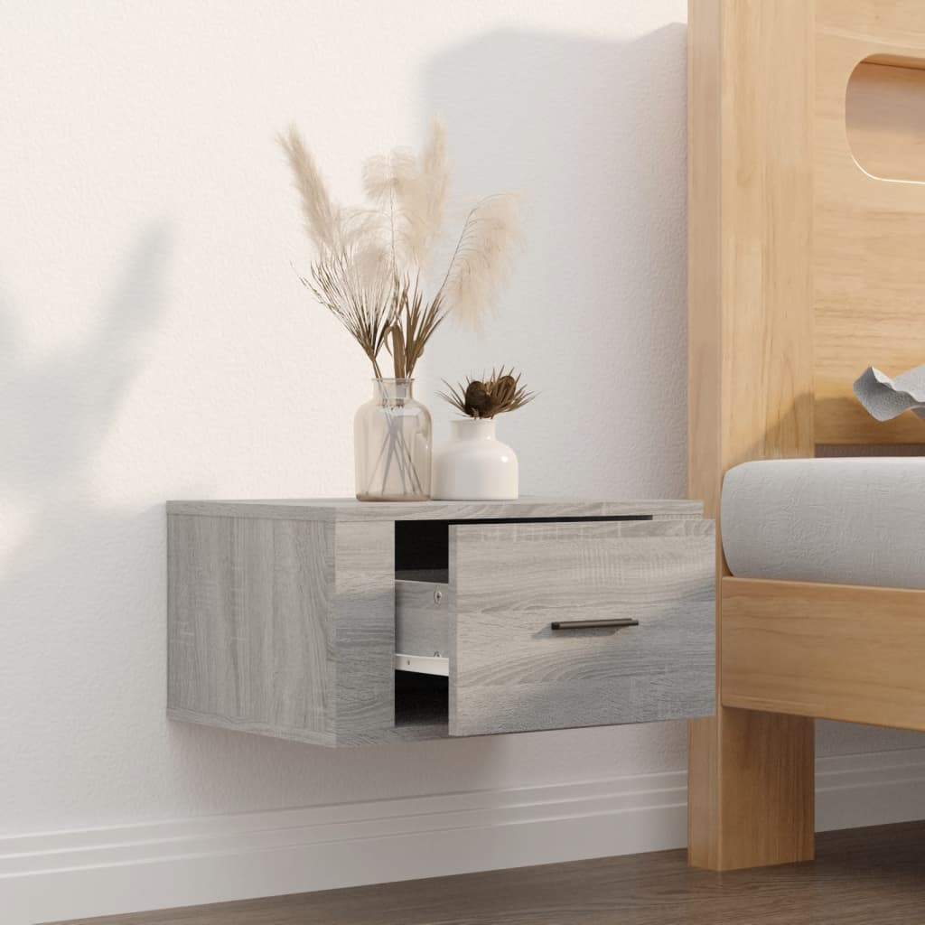 Wall-mounted Bedside Cabinet Grey Sonoma 50x36x25 cm