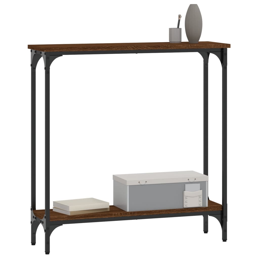Console Table Brown Oak 75x22.5x75 cm Engineered Wood