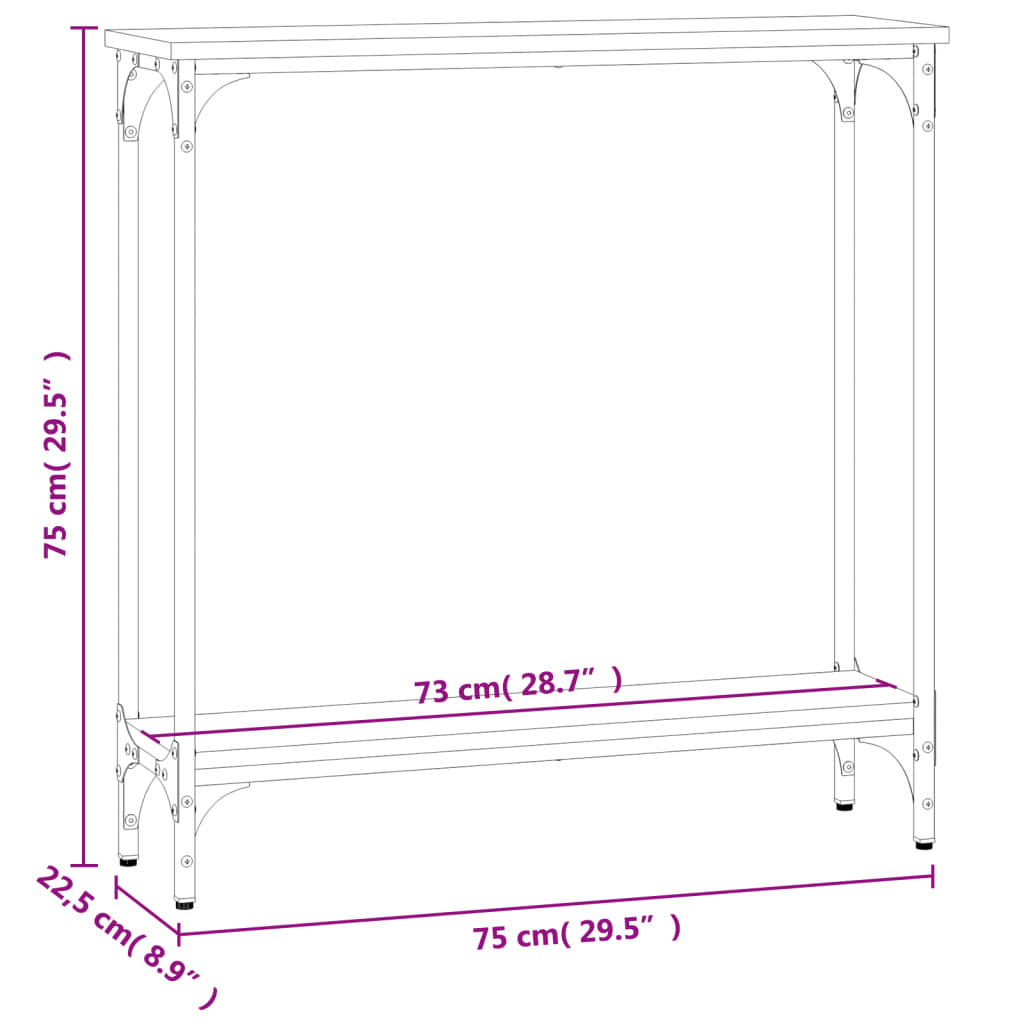 Console Table Brown Oak 75x22.5x75 cm Engineered Wood