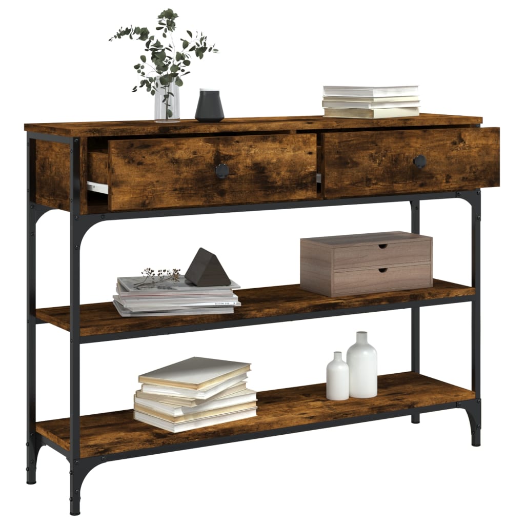 Console Table Smoked Oak 100x25x75 cm Engineered Wood