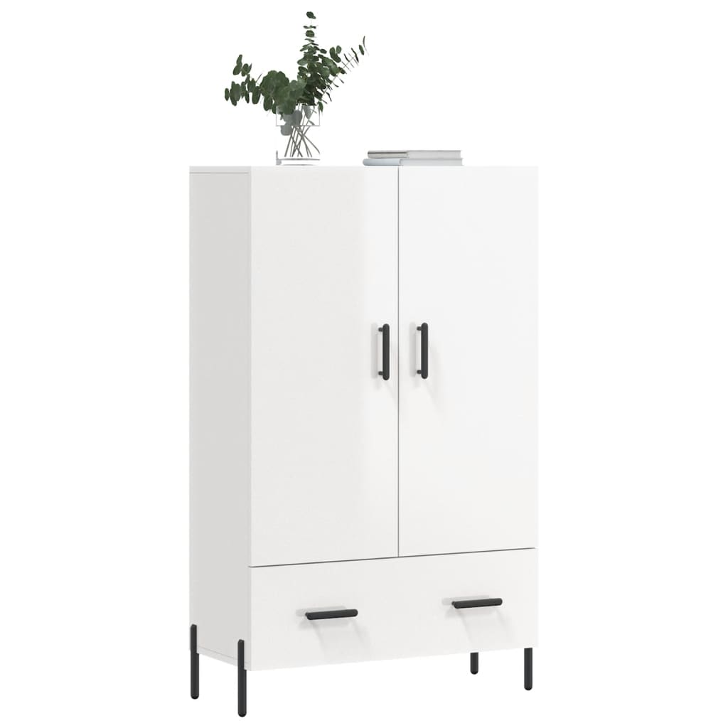Highboard High Gloss White 69.5x31x115 cm Engineered Wood