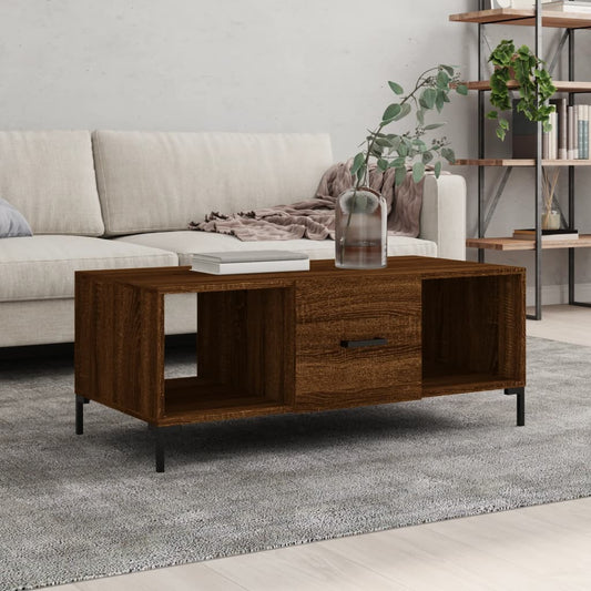 Coffee Table Brown Oak 102x50x40 cm Engineered Wood