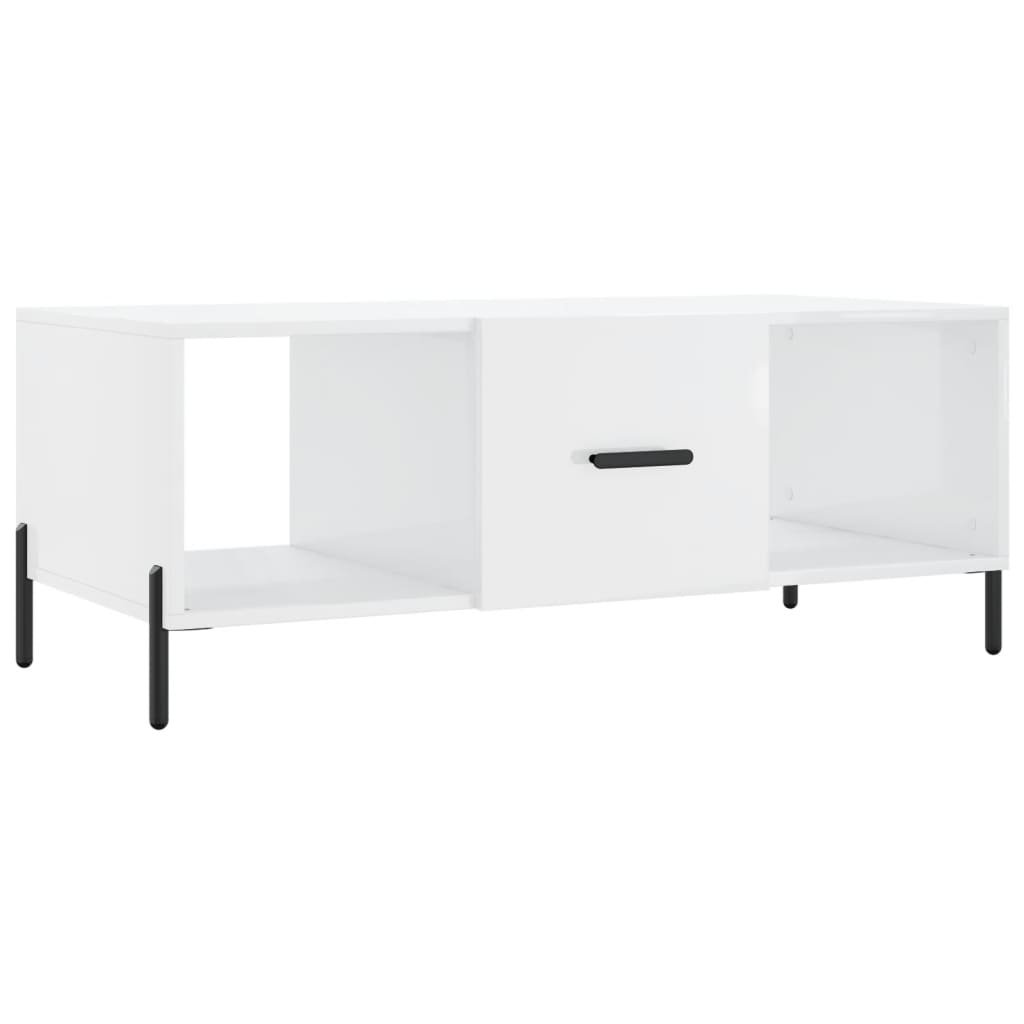 Coffee Table High Gloss White 102x50x40 cm Engineered Wood