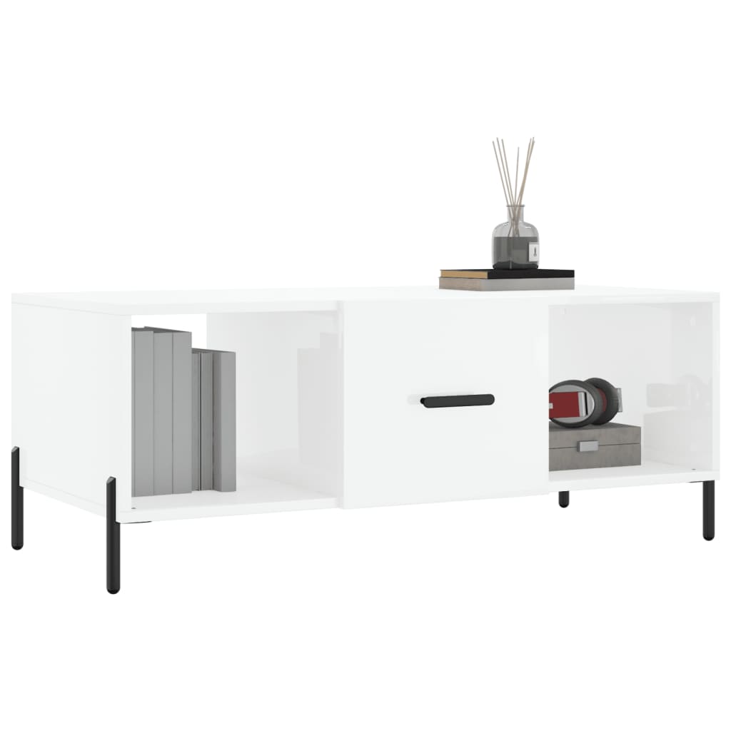 Coffee Table High Gloss White 102x50x40 cm Engineered Wood