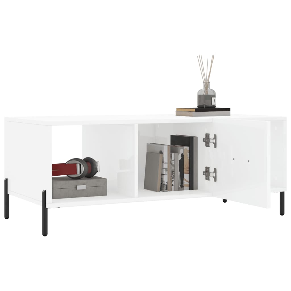 Coffee Table High Gloss White 102x50x40 cm Engineered Wood