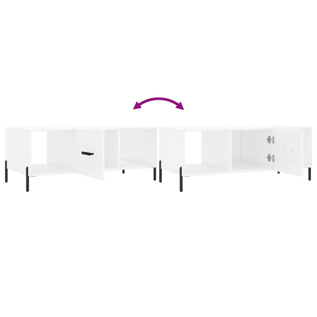 Coffee Table High Gloss White 102x50x40 cm Engineered Wood