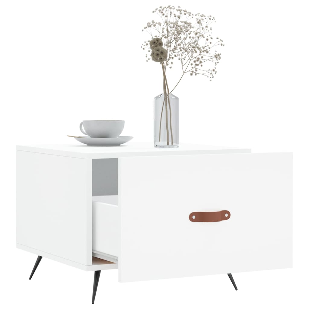 Coffee Table White 50x50x40 cm Engineered Wood